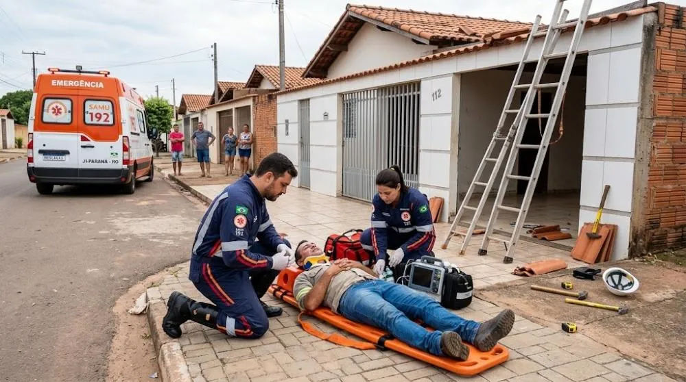 Duas pessoas ficam feridas após quedas de telhados durante manutenção em Ji-Paraná