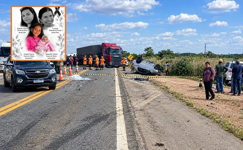 Mãe e duas filhas estão entre as quatro vítimas de acidente fatal na BR-364