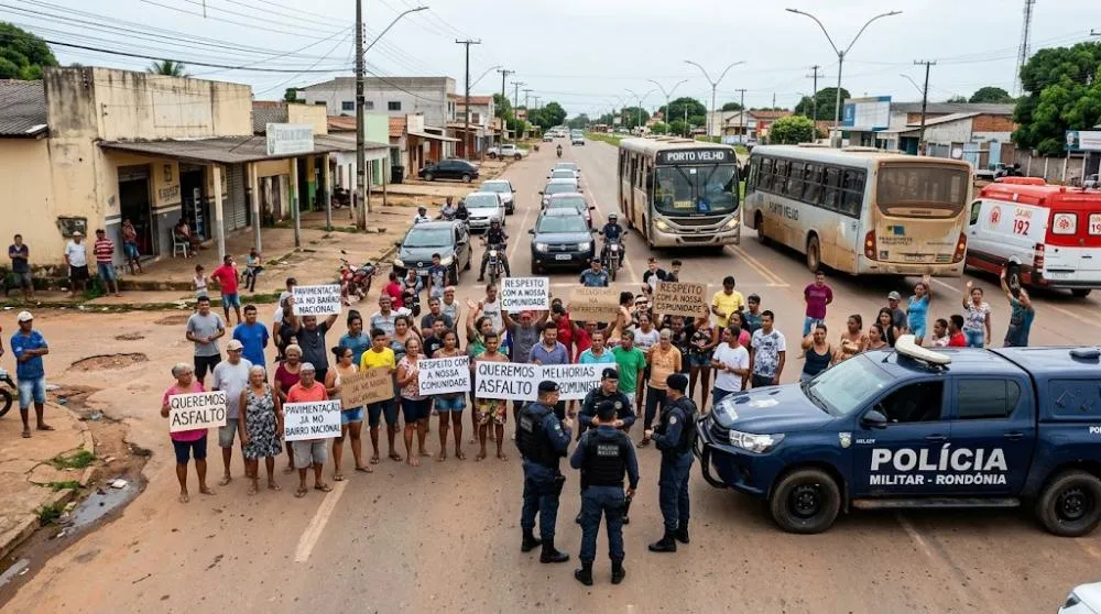 Moradores bloqueiam acesso ao Bairro Nacional em protesto por melhorias na infraestrutura